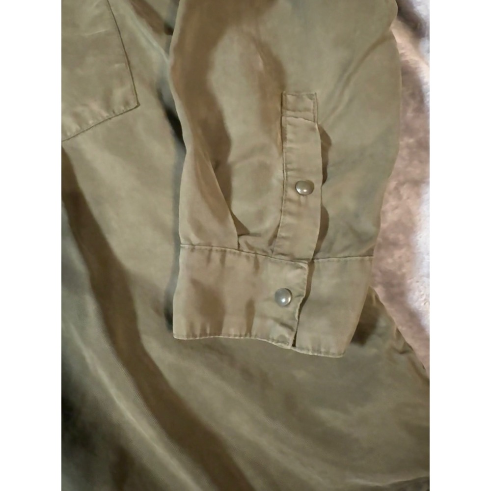 Zara x Trafaluc Size Small Olive‎ Green Lightweight Overshirt Long Sleeve Snap - Picture 3 of 8